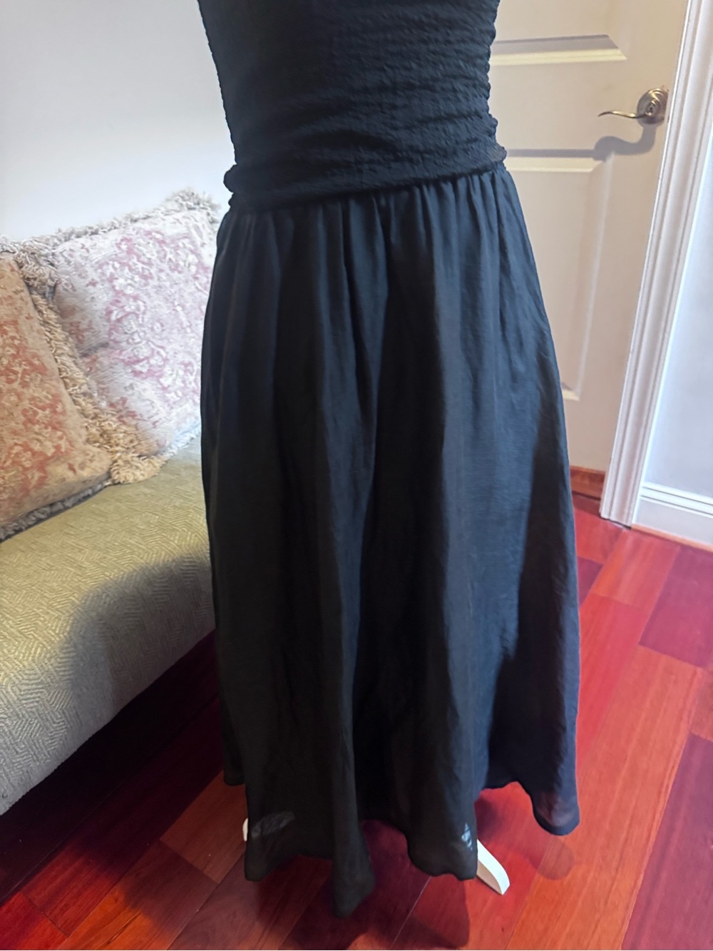 J. Crew Black Strapless Smocked Midi Dress - Picture 5 of 7